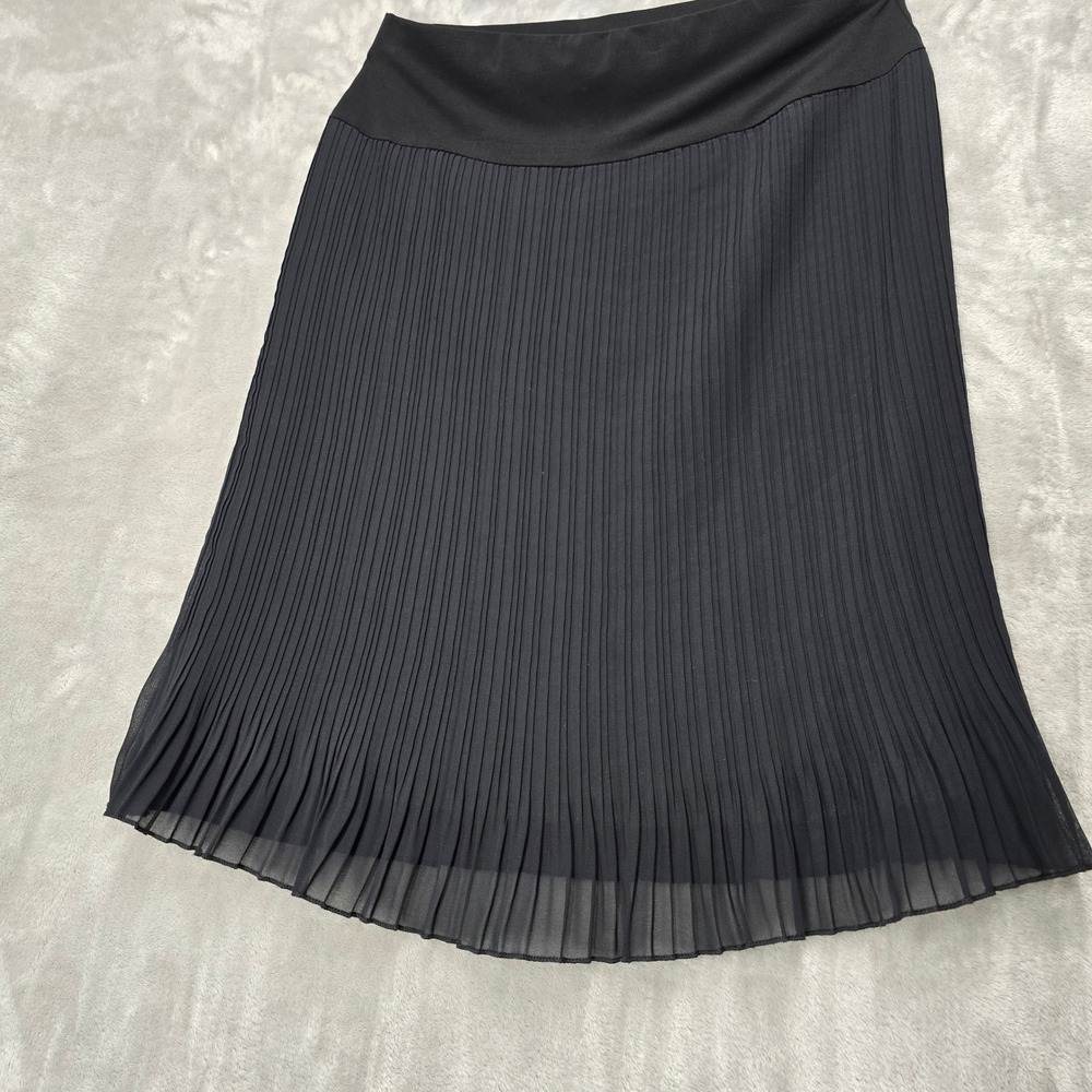 Accordion Pleated Skirt Women XL Blk Stretch Midi Minimalist Goth Dark Academia - Picture 10 of 15